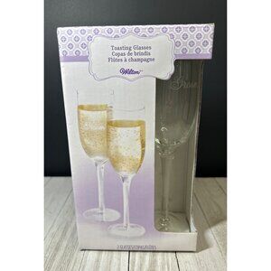 Wilton Bride and Groom Wedding Toasting Champagne Flutes Glasses - Set Of 2